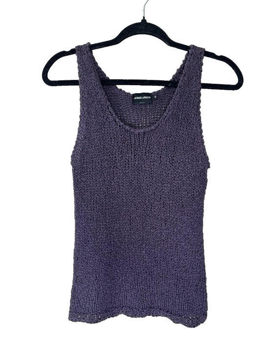 Giorgio Armani Womens Small Purple Knit Cami Top Whimsigoth Fairy Indie Grunge - Picture 1 of 10